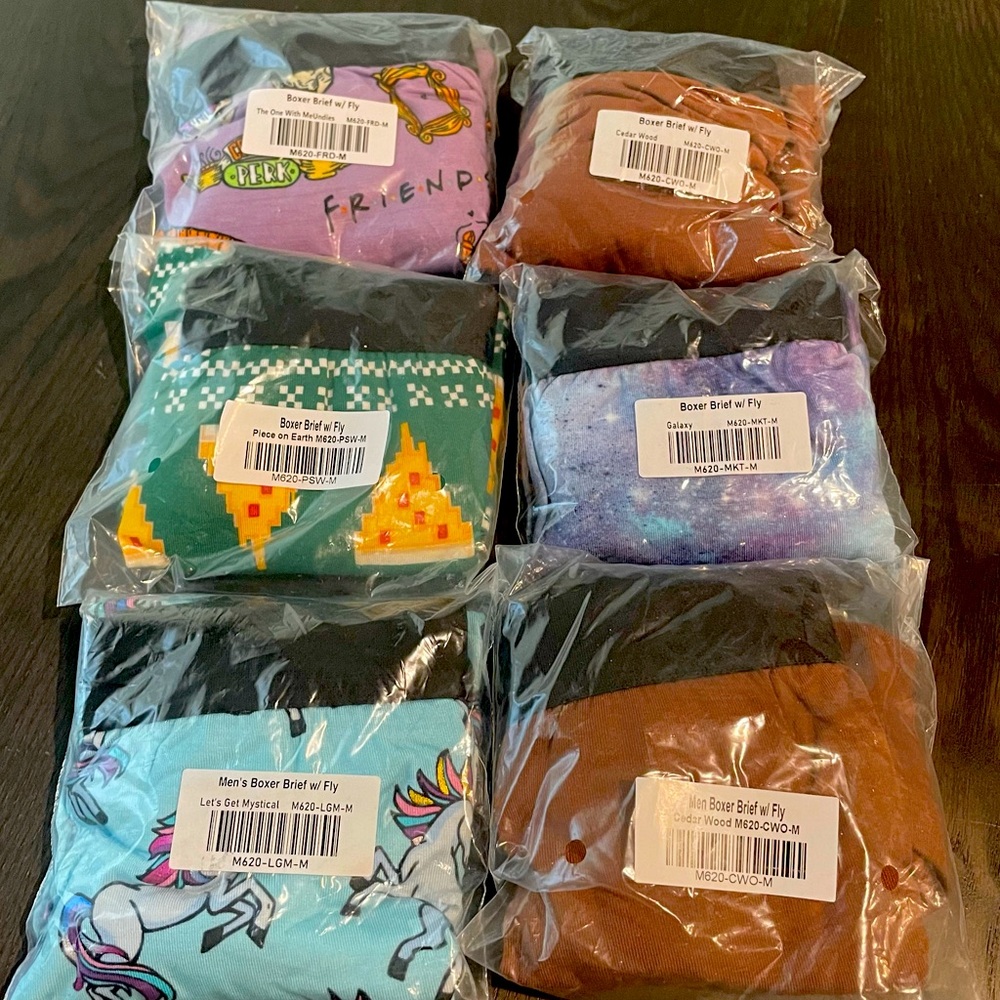 6 pairs of MeUndies Boxer Briefs w/ fly size medium - Friends, Unicorns & more